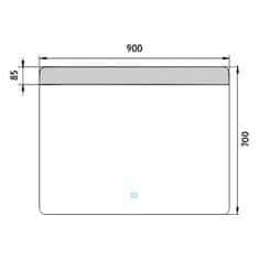 NIMCO ZP 23019V LED zrcadlo 900x700 s dotykovým senzorem - Nimco