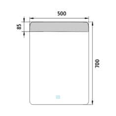 NIMCO ZP 23001V LED zrcadlo 500x700 s dotykovým senzorem - Nimco