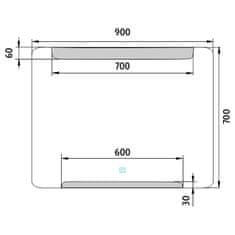 NIMCO ZP 22019V LED zrcadlo 900x700 s dotykovým senzorem - Nimco