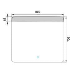 NIMCO ZP 23003V LED zrcadlo 800x700 s dotykovým senzorem - Nimco