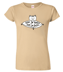 Hobbytriko Dámské tričko s kočkou - Kde je kočka tam je domov Barva: Apple Green (92), Velikost: S