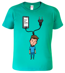 Hobbytriko Vtipné tričko - Visím na mobilu Barva: Tyrkysová (44), Velikost: XL