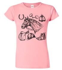 Hobbytriko Dámské tričko s koněm - Koňské symboly Barva: Růžová (30), Velikost: M