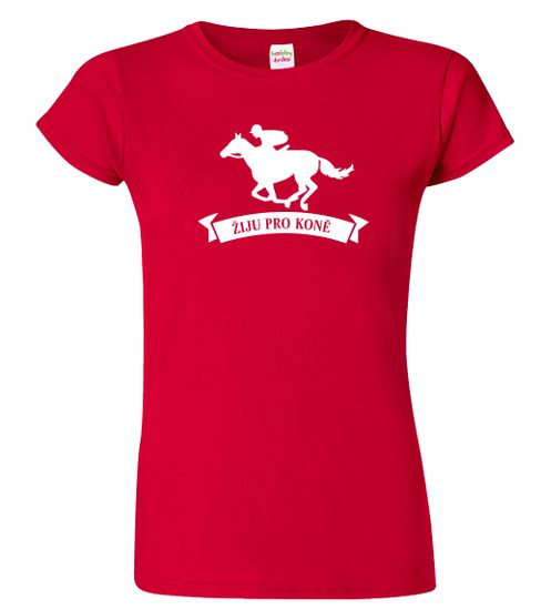Hobbytriko Dámské tričko s koněm - Žiju pro koně Barva: Černá (01), Velikost: S
