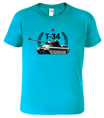 Hobbytriko Army tričko s tankem - Tank T-34 Barva: Tyrkysová (44), Velikost: 2XL