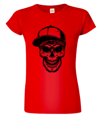 Hobbytriko Dámské tričko s lebkou - Kšiltovka Barva: Fuchsia red (49), Velikost: 2XL