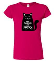 Hobbytriko Dámské tričko s kočkou - Není domova bez kočky Barva: Fuchsia red (49), Velikost: L