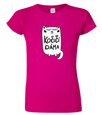 Hobbytriko Dámské tričko s kočkou - Kočičí dáma Barva: Fuchsia red (49), Velikost: S