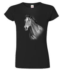 Hobbytriko Dámské tričko s koněm - Kůň v černobílé Barva: Černá (01), Velikost: S