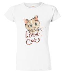 Hobbytriko Dámské tričko s kočkou - Love Cats Barva: Fuchsia red (49), Velikost: S