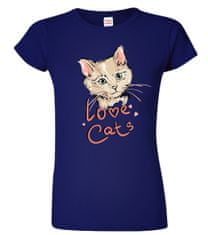 Hobbytriko Dámské tričko s kočkou - Love Cats Barva: Fuchsia red (49), Velikost: S