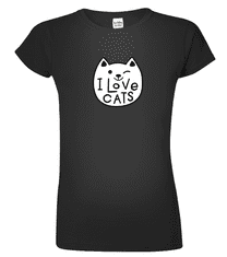 Hobbytriko Dámské tričko s kočkou - Miluji kočky Barva: Fuchsia red (49), Velikost: S