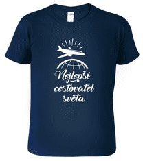 Hobbytriko Cestovatelské tričko - Nejlepší cestovatel světa Barva: Námořní modrá (02), Velikost: 3XL