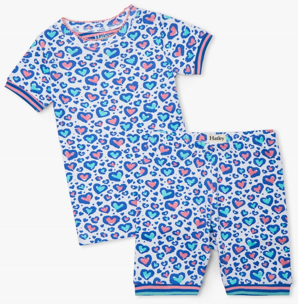 Hatley dívčí pyžamo z organické bavlny Cheetah Hearts S21CHK2170 116 bílá