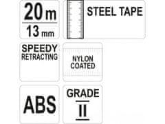YATO Pásmo měřící ocelové 20m,13mm