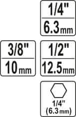 YATO Sada adaptérů 3ks HEX 1/4, 3/8, 1/2