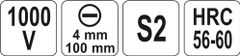 YATO Šroubovák plochý 4 x 100 mm izolovaný 1kV