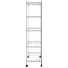 Greatstore Úložný regál 5 polic 75x35x155 cm s kolečky chromovaný 250 kg