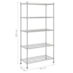 Greatstore Úložný regál 5 polic 90 x 35 x 180 cm chromovaný 250 kg