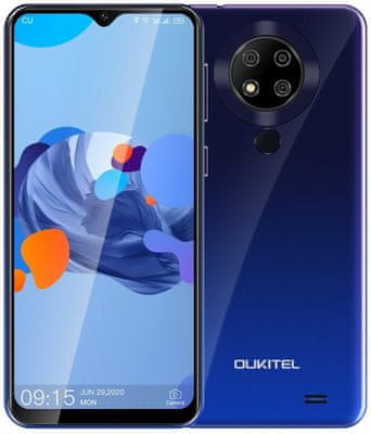 Oukitel C19 Pro, dlouhá výdrž, velký bezrámečkový displej,trojitý fotoaparát, čtečka otisků prstů