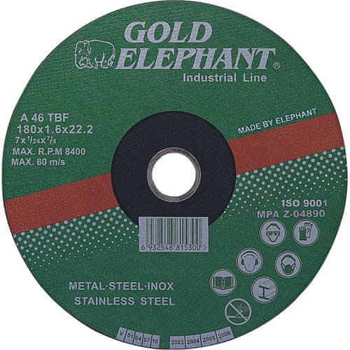 Gold Elephant 41AA 115x1,0x22,2 mm, řezný kotouč na kov a nerezovou ocel A46TBF (25 ks)