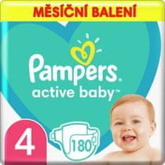 Pampers Active Baby Plenky Velikost 4 180 ks, 9kg-14kg