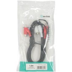 AV:link kabel 2x RCA samec - 2x slučovací RCA samec, 1.8m