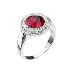 Evolution Group Stříbrný prsten s červeným krystalem Swarovski 35026.3 (Obvod 54 mm)