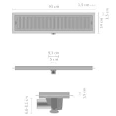 Greatstore Sprchový žlab větrací otvory 93 x 14 cm nerezová ocel