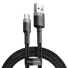 shumee Odolný opletený kabel USB to USB-C QC3 0,5m - černo-šedý