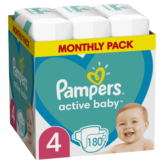 Pampers Active Baby Plenky Velikost 4 180 ks, 9kg-14kg