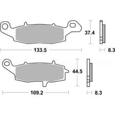 SBS Přední brzdové destičky SBS Kawasaki Z 750 Left/Rear 2004 - 2006 směs HS