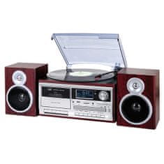 Trevi Hi-Fi systém , TT 1072 DAB WD, gramofon, reproduktory, retro, Bluetooth, MP3, CD, kazeta, dálkové ovládání