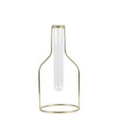 Decor By Glassor Designová váza - zkumavka se zlatým stojánkem vel. M