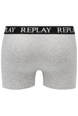 Replay Boxerky Boxer Style 01/C Basic Cuff Logo 2Pcs Box - Medium Grey Mel/White S