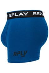 Replay Boxerky Boxer Style 2 Cuff Logo&Print 2Pcs Box - Black/Cobalt Blue S