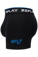 Replay Boxerky Boxer Style 2 Cuff Logo&Print 2Pcs Box - Black/Cobalt Blue S