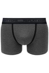 Replay Boxerky Boxer Style 6 Cuff Logo&Contrast Piping 2Pcs Box - Black/Dark Grey Mel. M