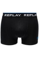 Replay Boxerky Boxer Style 2 Cuff Logo&Print 2Pcs Box - Black/Cobalt Blue S