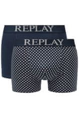 Replay Boxerky Boxer Style 7 Cuff Logo&Print 2Pcs Box - Dark Blue/Light Grey S