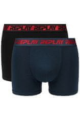 Replay Boxerky Boxer Style 6 T/C Metallic Cuff 2Pcs Box - Dark Blue/Black/Red S