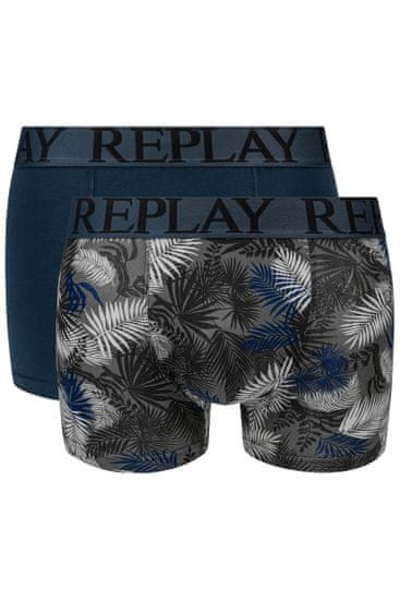 Replay Boxerky Boxer Style 7 T/C Foliage 2Pcs Box - Dark Blue/Black