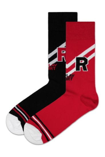 Replay Ponožky Casual Sport Logo&Stripes 2Prs Banderole - Black/Red