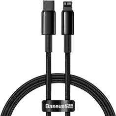 BASEUS Tungsten Gold rychlonabíjecí / datový kabel USB-C na Lightning PD 20 W 2 m CATLWJ-A01, černá