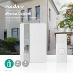 Nedis DOORB223CWT bezdrátový zvonek, 80 dB, 36 melodií, napájený ze sítě, bílý