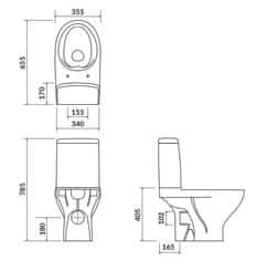 CERSANIT Wc kombi moduo 649 010 3/5 clean on, sedátko slim duroplast-soft close (K116-001)