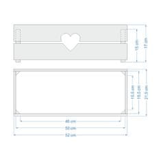 AMADEA Dřevěný obal na truhlík se srdcem, 52x21,5x17cm Český výrobek