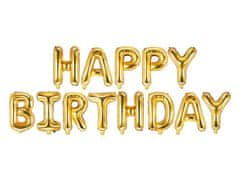 Fóliový nápis balónky narozeniny - HAPPY BIRTHDAY - zlatý - gold - 340 cm