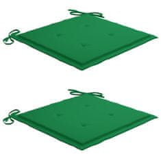 Vidaxl Jídelní židle 2 ks zelené podušky masivní teak