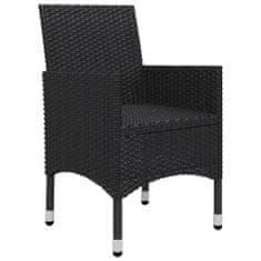 Greatstore 3dílný bistro set polyratan a akáciové dřevo černý